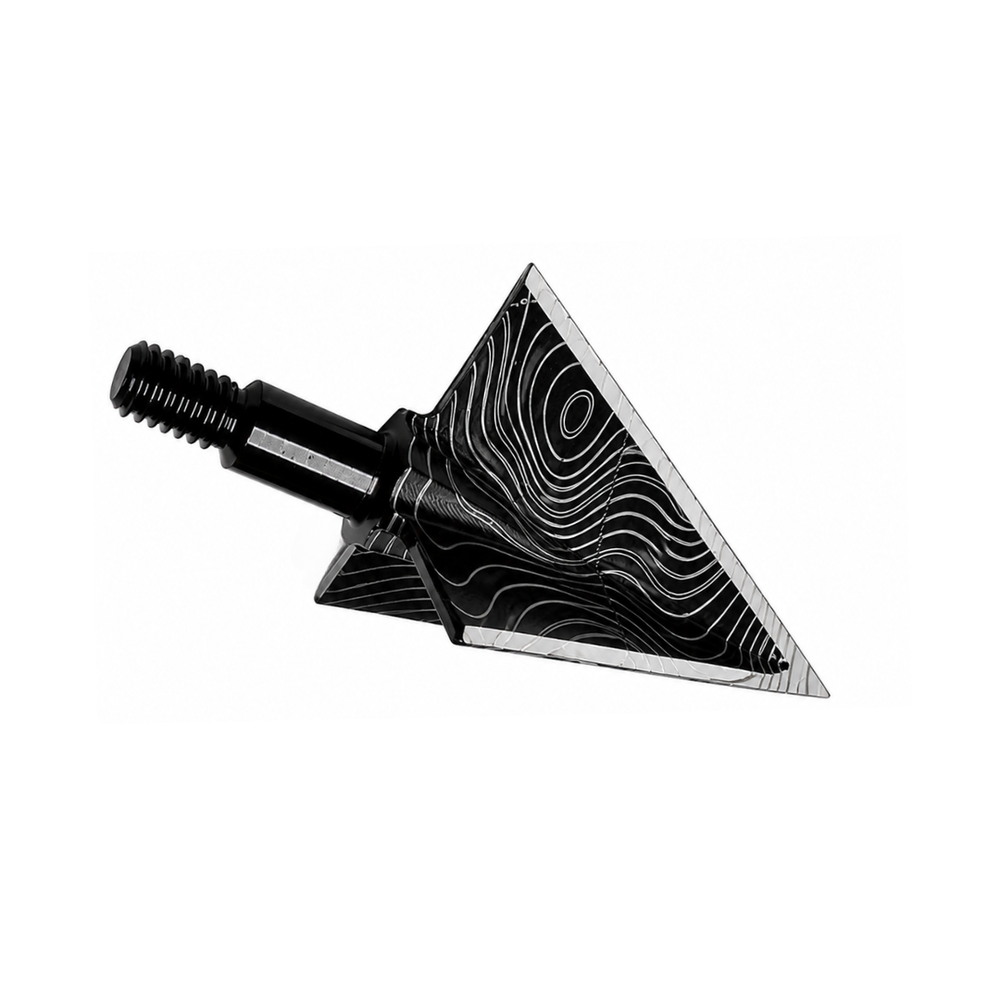 VPA 3-Blade Topo Series broadhead, 125 grain, laser engraved topographic map design on one-piece tool steel