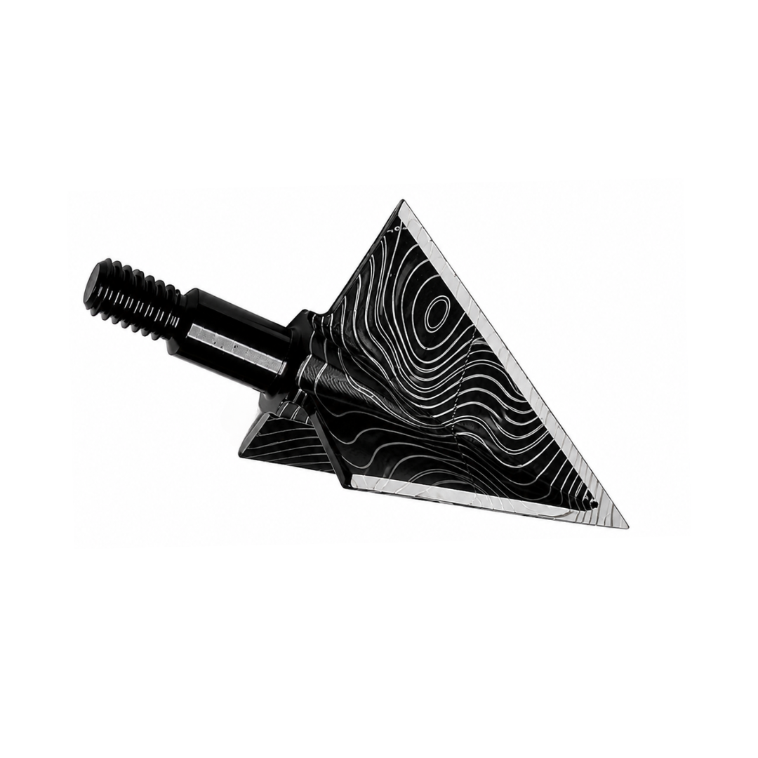 VPA 3-Blade Topo Series broadhead, 125 grain, laser engraved topographic map design on one-piece tool steel