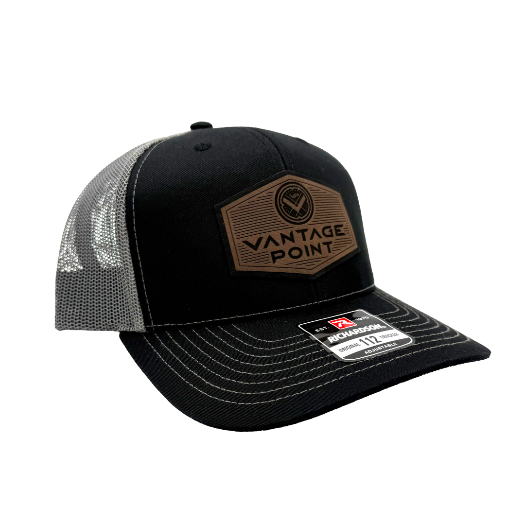 Vantage Point Brown Patch Trucker Hat - Black