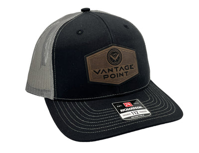 Vantage Point Brown Patch Trucker Hat - Black